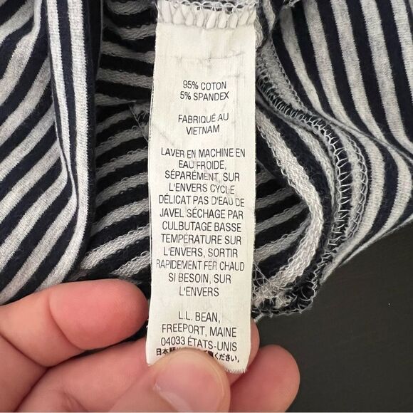 LL Bean Sweatshirt Womens Large White Blue Stripe Full Zip Stretch Outdoor Soft - Picture 10 of 13
